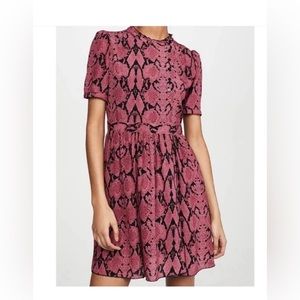 ba&sh Cascade Dress pink and black snake print size small